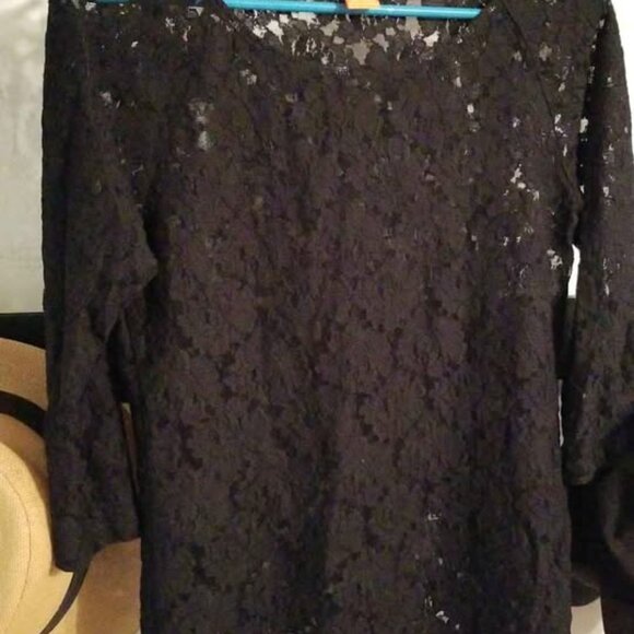 Black Sheer Lace Top - Picture 3 of 3